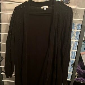 Black cardigan size M, cutout sleeves and front, solid back